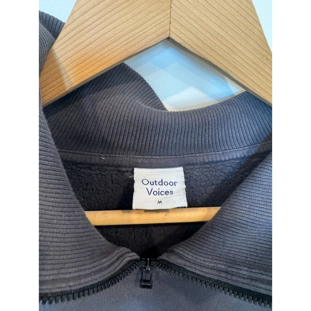 Outdoor Voices Women's Nimbus Sweatshirt Cropped Dark Gray 1/4 Zip Heavyweight M - Picture 3 of 6